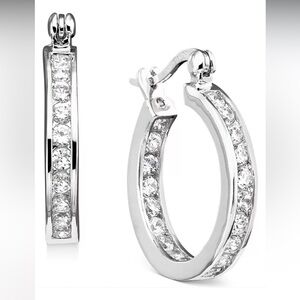 NWT: Giani Bernini Silver Cubic Zirconia Hoop Earrings Sparkly Shiny Dazzling